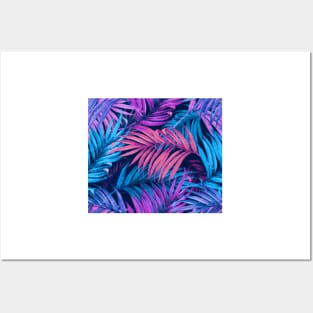 Vintage Palm Leaves blue and pink Posters and Art